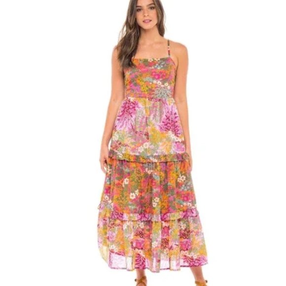 Banjanan Hazel Midi Dress in Loki’s Garden Caramel and Lilac NWOT XXL - Picture 7 of 7